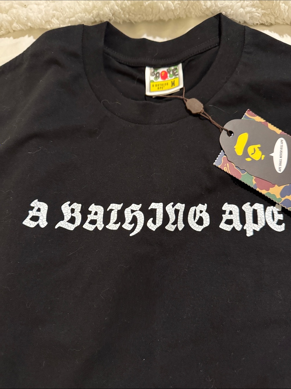 A Bathing Ape Black Short Sleeve Logo Tee - A Bathing Ape